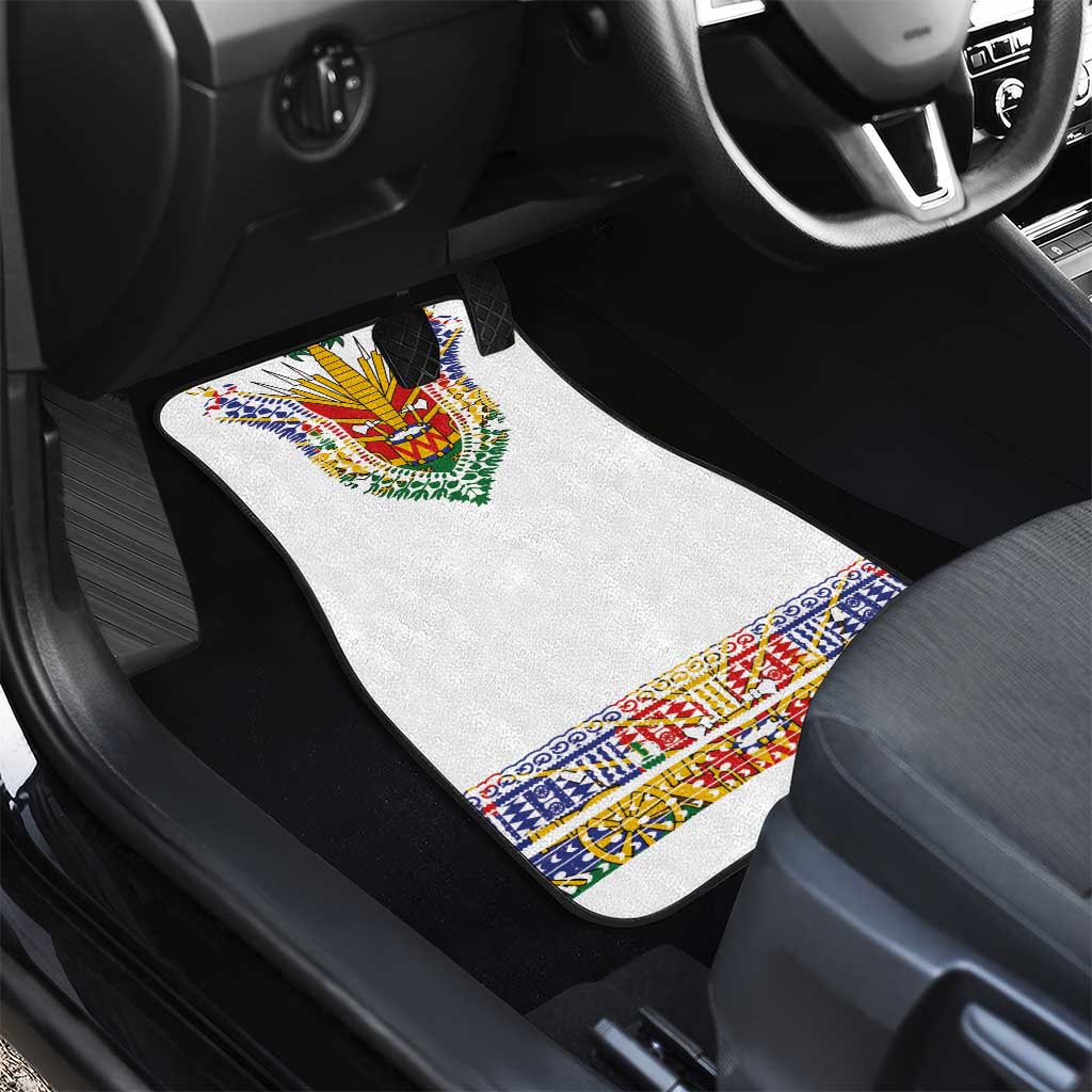 Haiti Flag Car Mats Traditional Dashiki White Color
