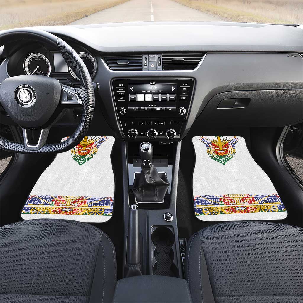 Haiti Flag Car Mats Traditional Dashiki White Color
