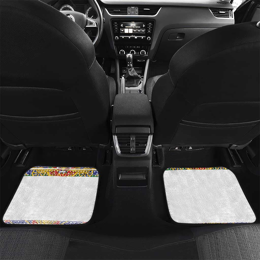 Haiti Flag Car Mats Traditional Dashiki White Color