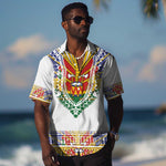 Haiti Flag Hawaiian Shirt Traditional Dashiki White Color