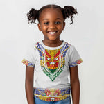 Haiti Flag Kid T shirt Traditional Dashiki White Color