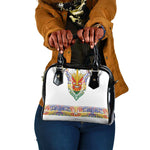 Haiti Flag Shoulder Handbag Traditional Dashiki White Color