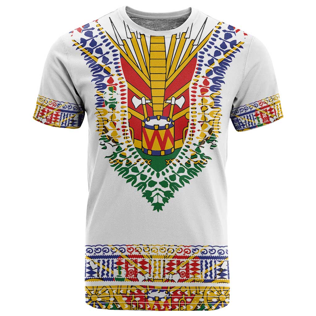 Haiti Flag T shirt Traditional Dashiki White Color