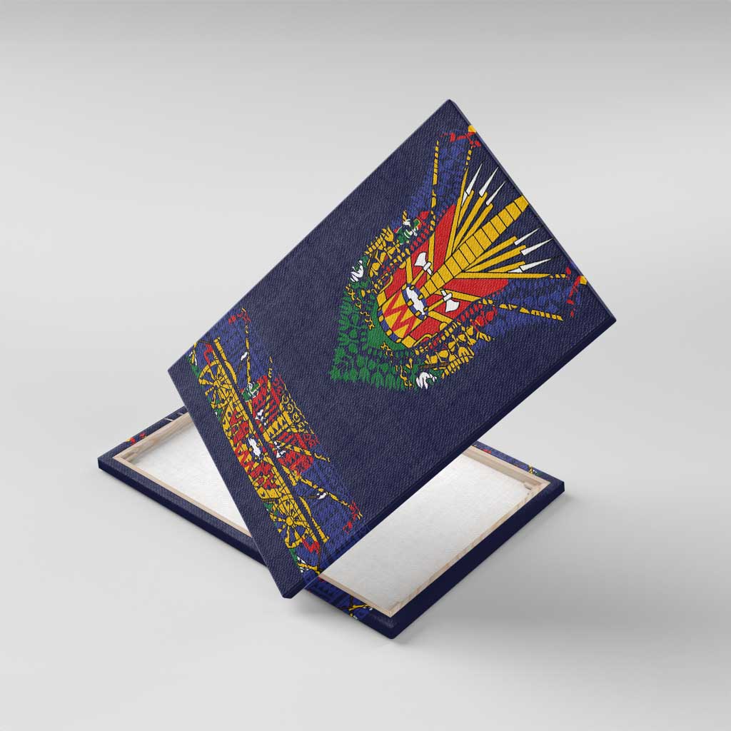Haiti Flag Canvas Wall Art Traditional Dashiki Black Color