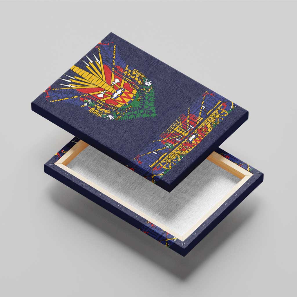 Haiti Flag Canvas Wall Art Traditional Dashiki Black Color