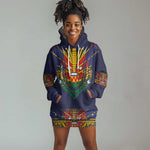Haiti Flag Hoodie Dress Traditional Dashiki Black Color