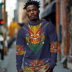 Haiti Flag Long Sleeve Shirt Traditional Dashiki Black Color
