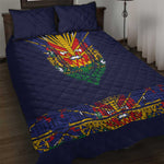 Haiti Flag Quilt Bed Set Traditional Dashiki Black Color
