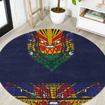 Haiti Flag Round Carpet Traditional Dashiki Black Color