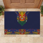 Haiti Flag Rubber Doormat Traditional Dashiki Black Color