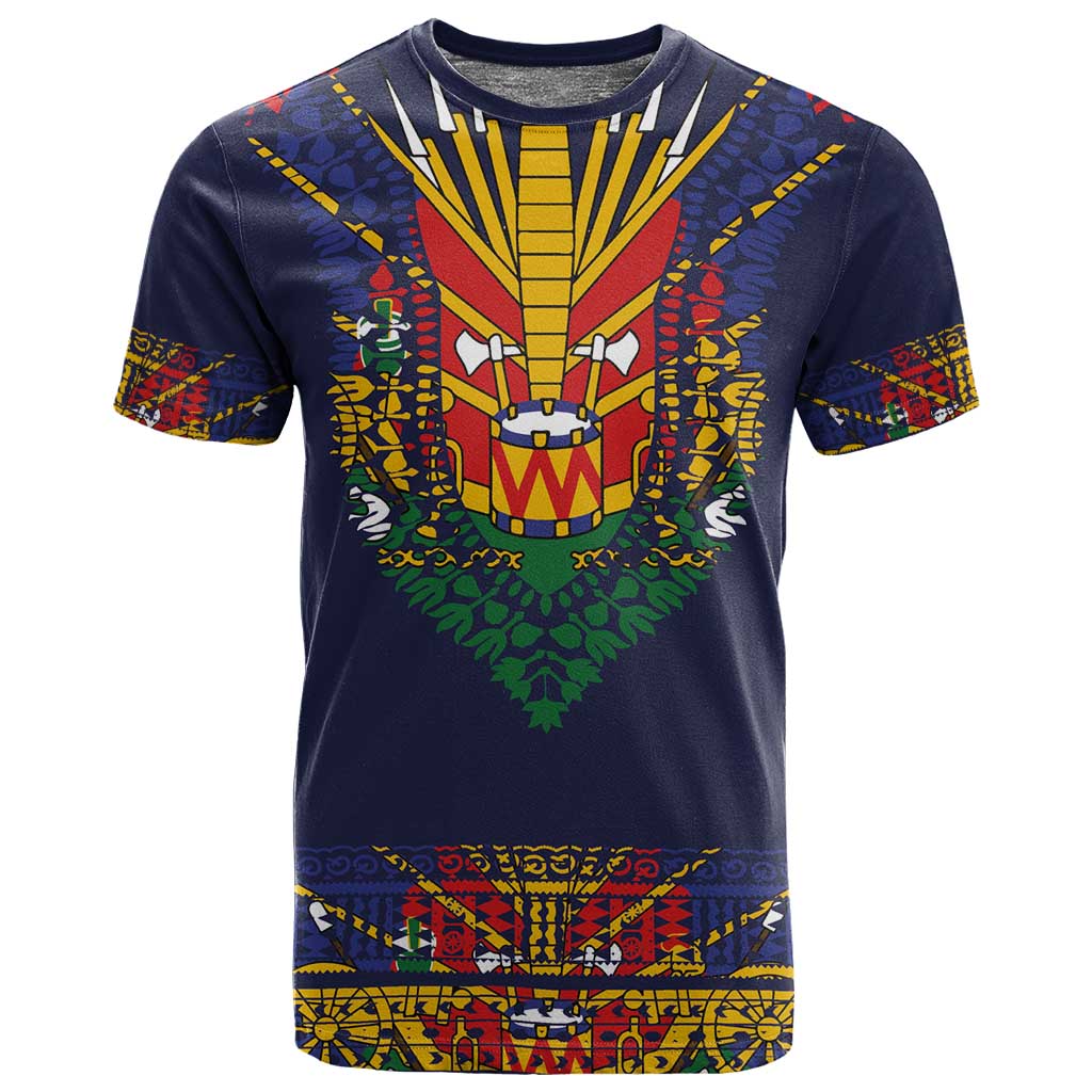 Haiti Flag T shirt Traditional Dashiki Black Color