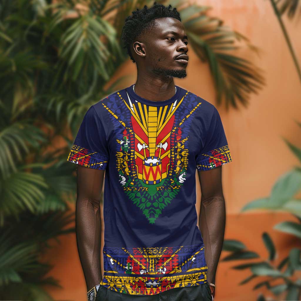 Haiti Flag T shirt Traditional Dashiki Black Color