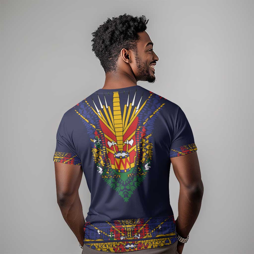 Haiti Flag T shirt Traditional Dashiki Black Color