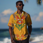 Haiti Flag Hawaiian Shirt Traditional Dashiki Yellow Color