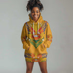 Haiti Flag Hoodie Dress Traditional Dashiki Yellow Color