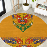 Haiti Flag Round Carpet Traditional Dashiki Yellow Color