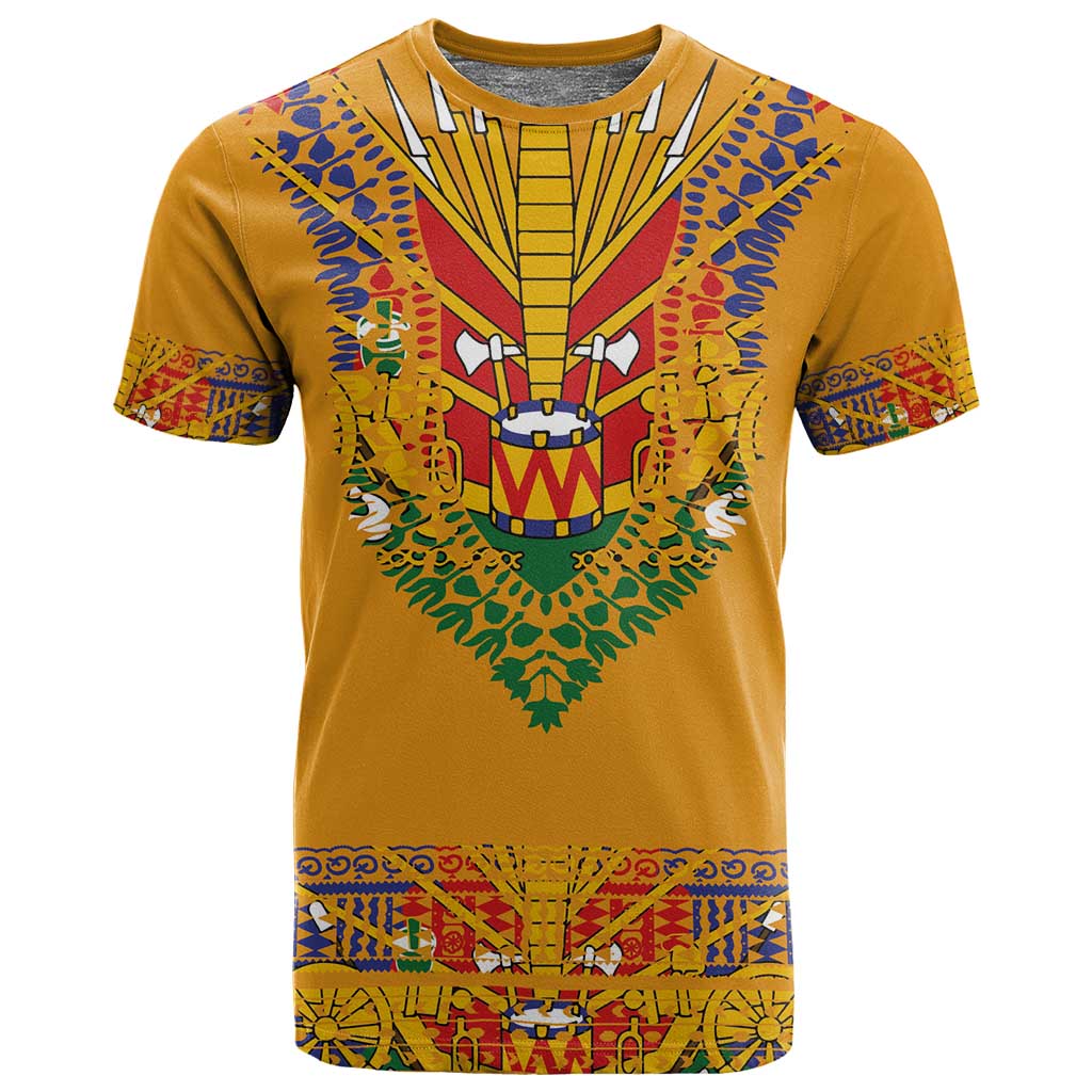 Haiti Flag T shirt Traditional Dashiki Yellow Color
