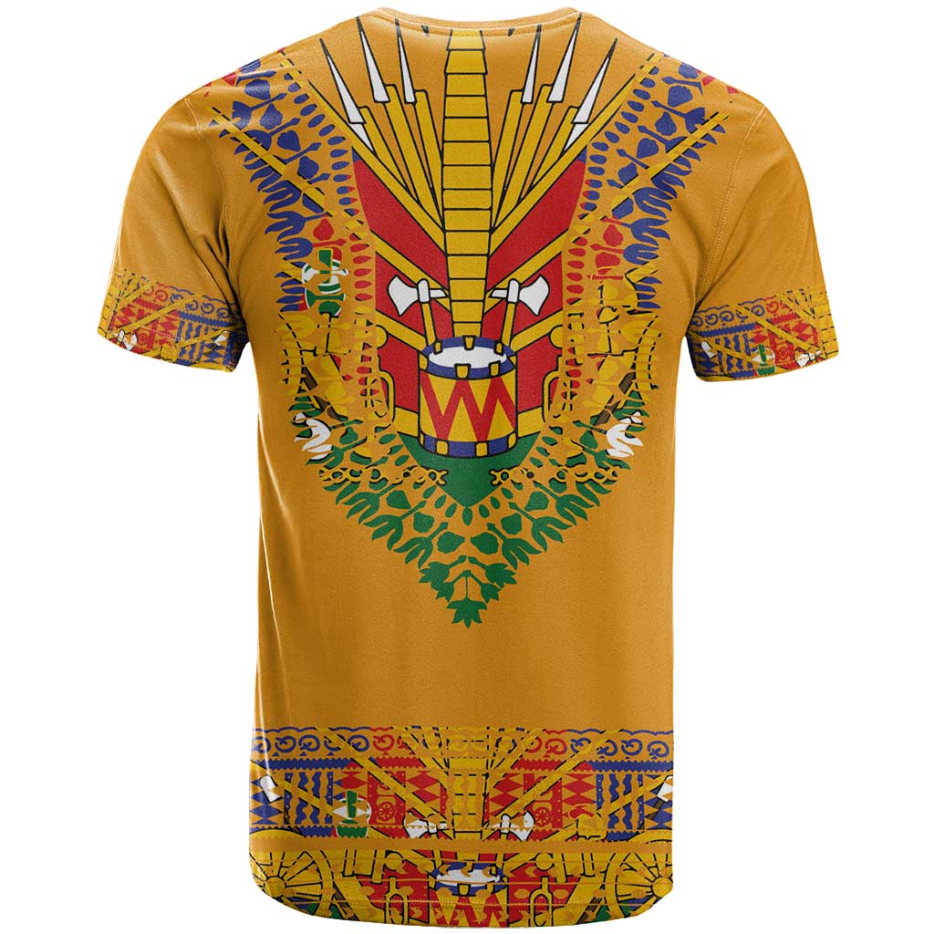 Haiti Flag T shirt Traditional Dashiki Yellow Color