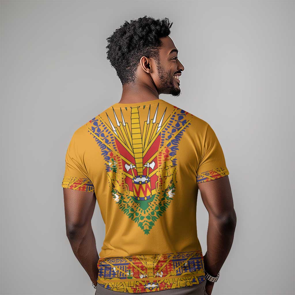 Haiti Flag T shirt Traditional Dashiki Yellow Color