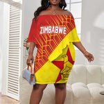 Custom Zimbabwe Cricket Off Shoulder Short Dress Flame Warriors Zimbabwe Spirit - African Pride