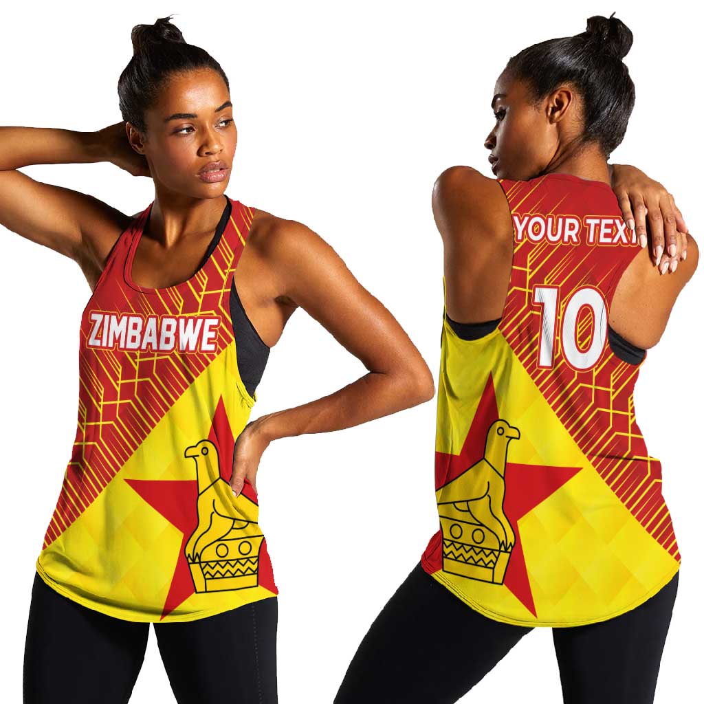 Custom Zimbabwe Cricket Women Racerback Tank Flame Warriors Zimbabwe Spirit - African Pride