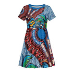 Afro-Caribbean Kid Short Sleeve Dress African Dashiki Style with Caribbean Music with Blue Iguanas - African Pride