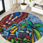 Afro-Caribbean Round Carpet African Dashiki Style with Caribbean Music with Blue Iguanas - African Pride