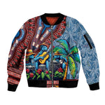 Afro-Caribbean Sleeve Zip Bomber Jacket African Dashiki Style with Caribbean Music with Blue Iguanas - African Pride