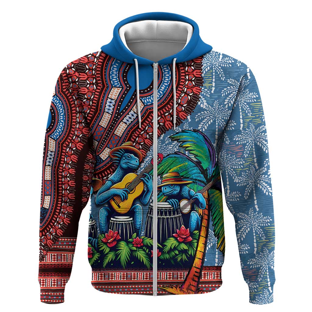 Afro-Caribbean Kid Short Sleeve Dress African Dashiki Style with Caribbean Music with Blue Iguanas LT03 main image 0