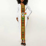 Ghana National Football Custom Long Sleeve Bodycon Dress Kente Motifs Sporty Style - African Pride