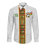 Ghana National Football Custom Long Sleeve Button Shirt Kente Motifs Sporty Style - African Pride