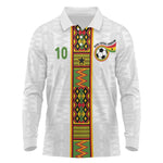 Ghana National Football Custom Long Sleeve Polo Shirt Kente Motifs Sporty Style - African Pride
