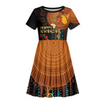 Happy Kwanzaa African Kid Short Sleeve Dress - Tribal Pattern