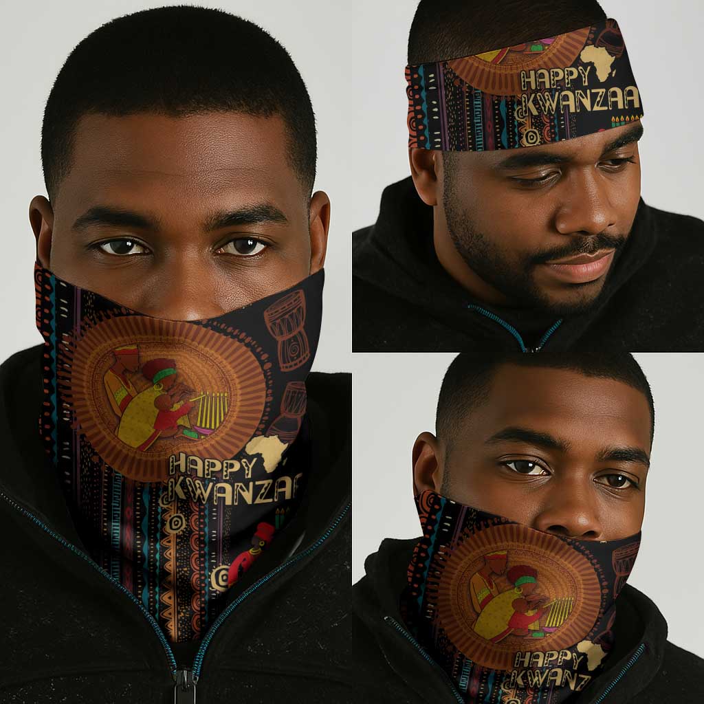 Happy Kwanzaa African Neck Gaiter - Tribal Pattern LT03