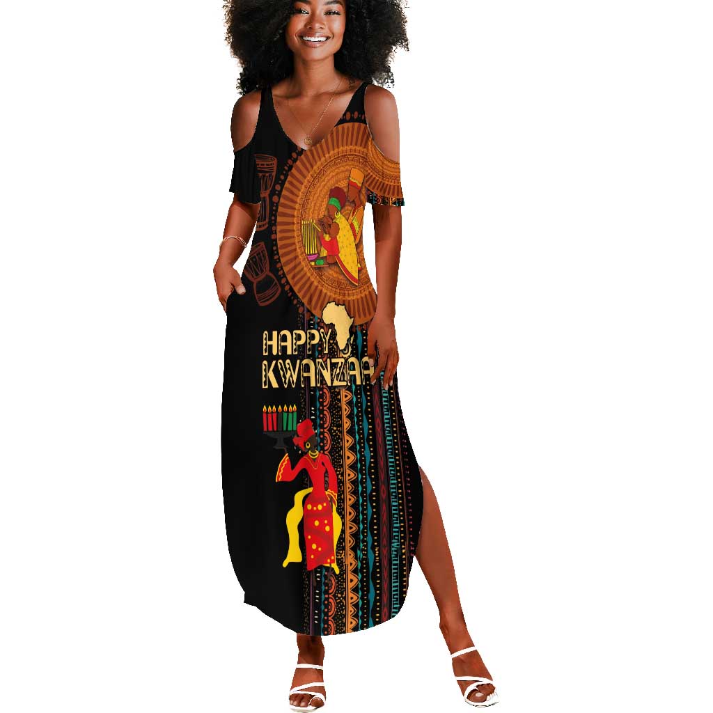 Happy Kwanzaa African Summer Maxi Dress - Tribal Pattern by AfricanPride