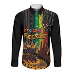 Afro-Caribbean Long Sleeve Button Shirt African and Reggae Art Music - African Pride