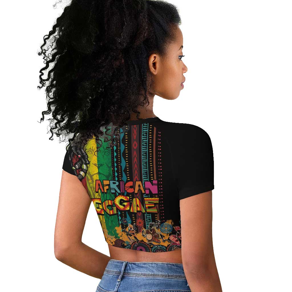 Afro-Caribbean Raglan Cropped T shirt African and Reggae Art Music - African Pride