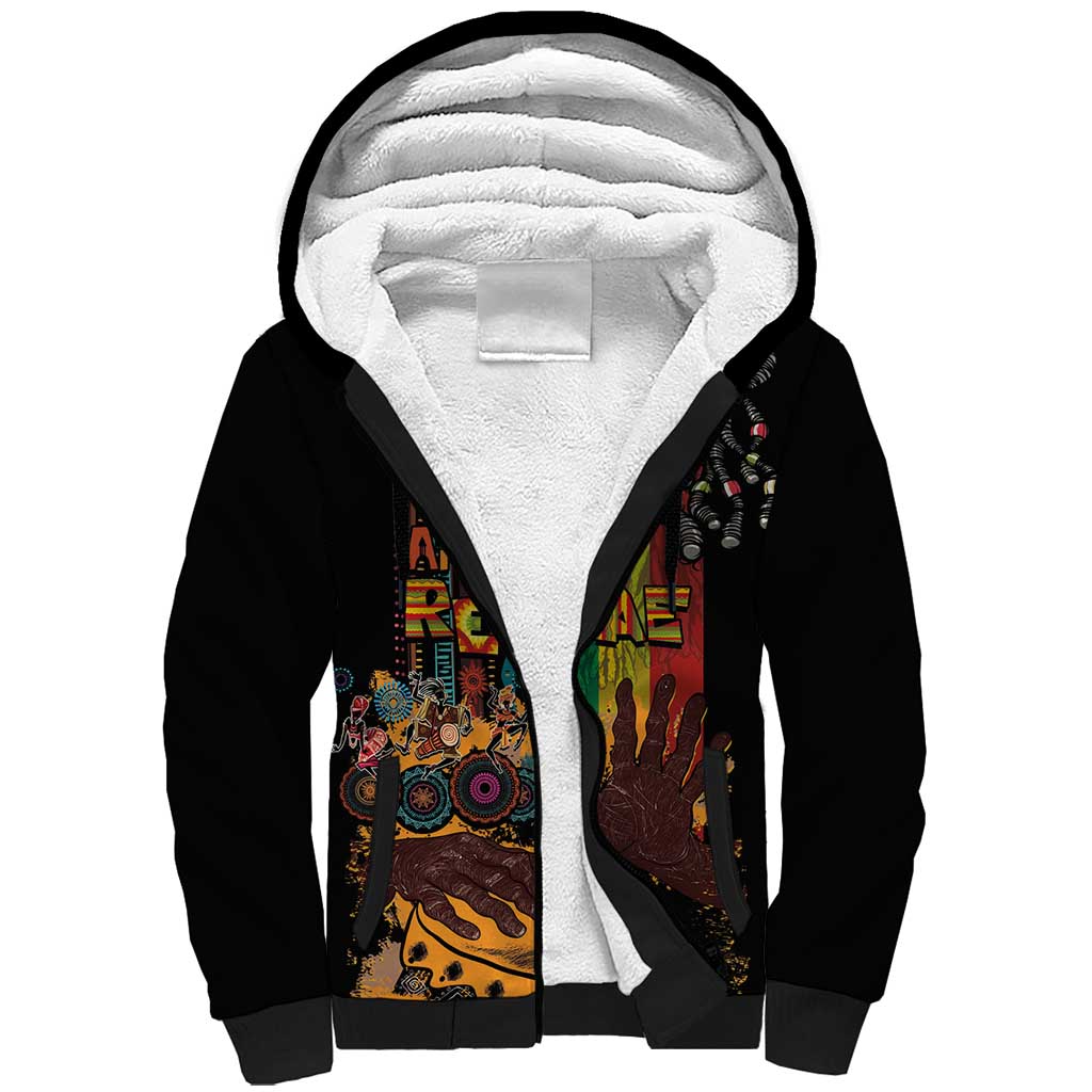 Afro-Caribbean Sherpa Hoodie African and Reggae Art Music - African Pride
