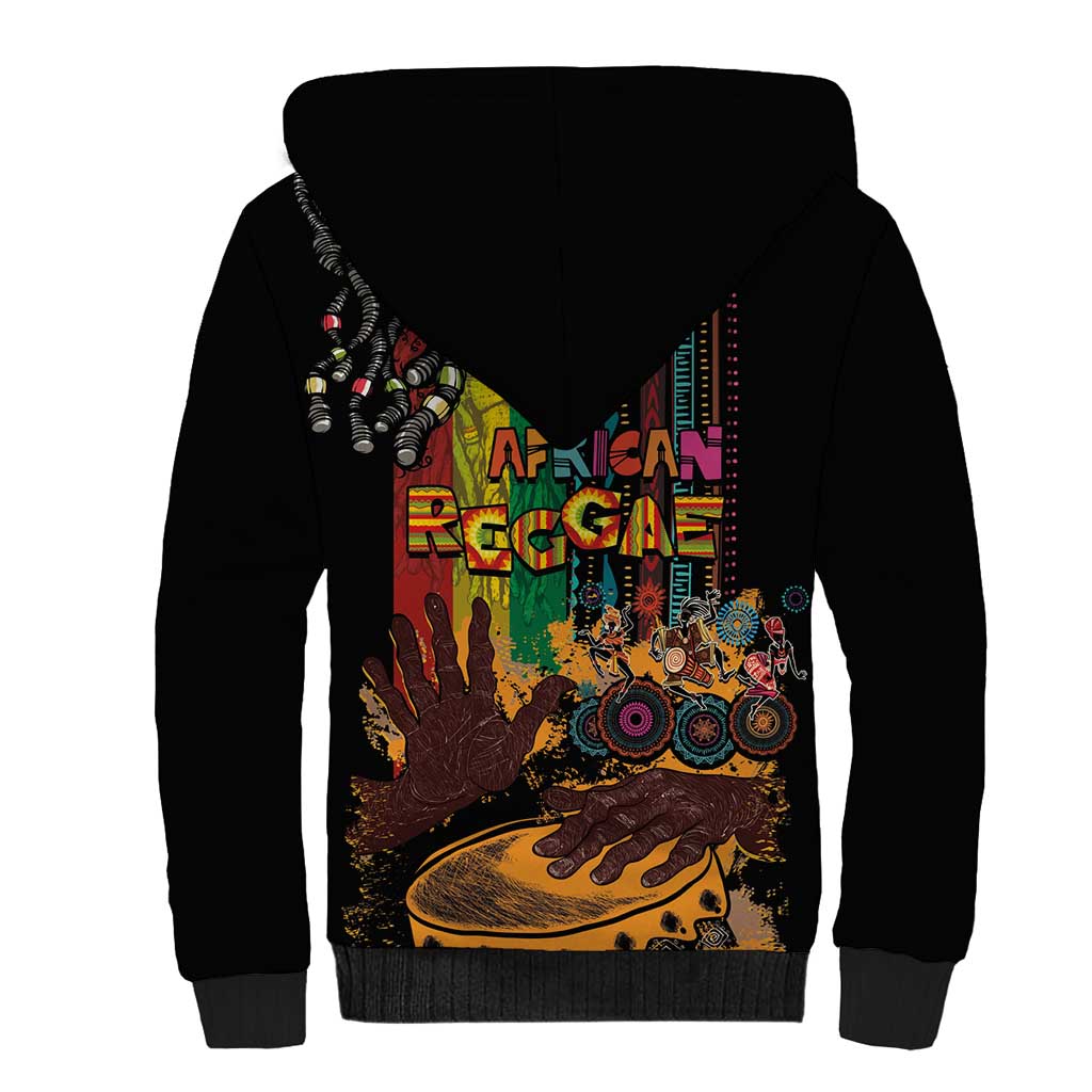 Afro-Caribbean Sherpa Hoodie African and Reggae Art Music - African Pride