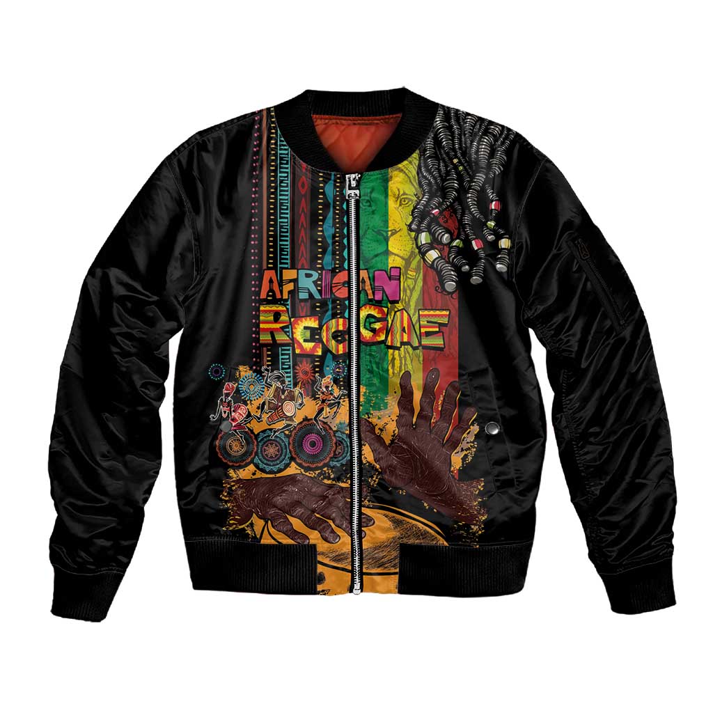 Afro-Caribbean Sleeve Zip Bomber Jacket African and Reggae Art Music - African Pride