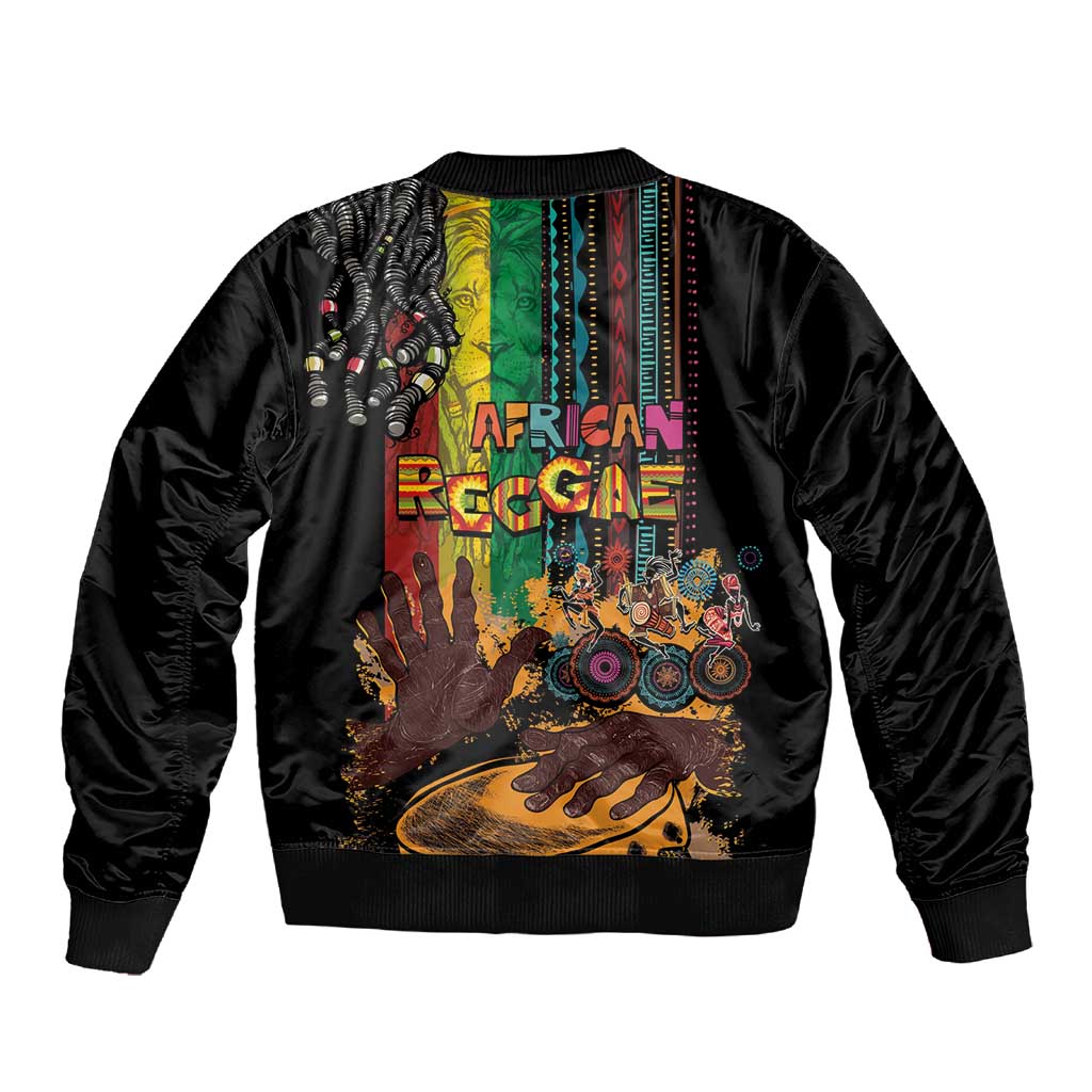 Afro-Caribbean Sleeve Zip Bomber Jacket African and Reggae Art Music - African Pride