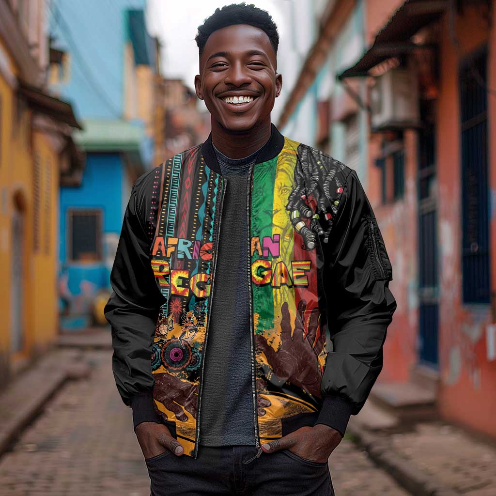 Afro-Caribbean Sleeve Zip Bomber Jacket African and Reggae Art Music - African Pride