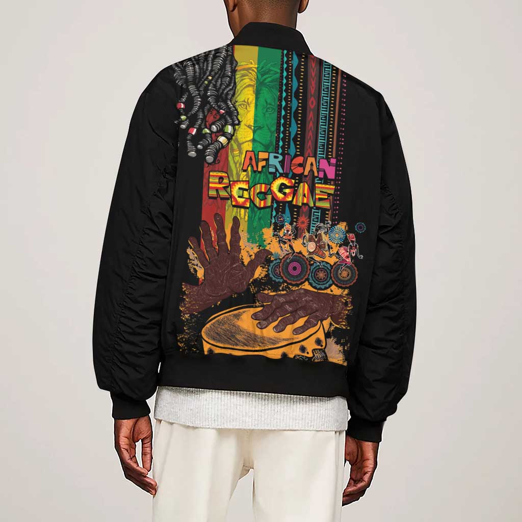 Afro-Caribbean Sleeve Zip Bomber Jacket African and Reggae Art Music - African Pride