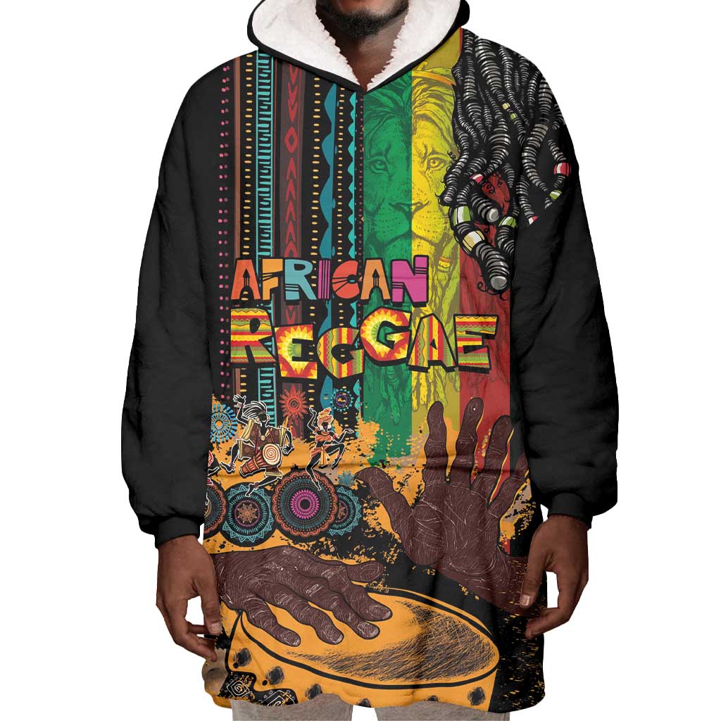 Afro-Caribbean Wearable Blanket Hoodie African and Reggae Art Music - African Pride