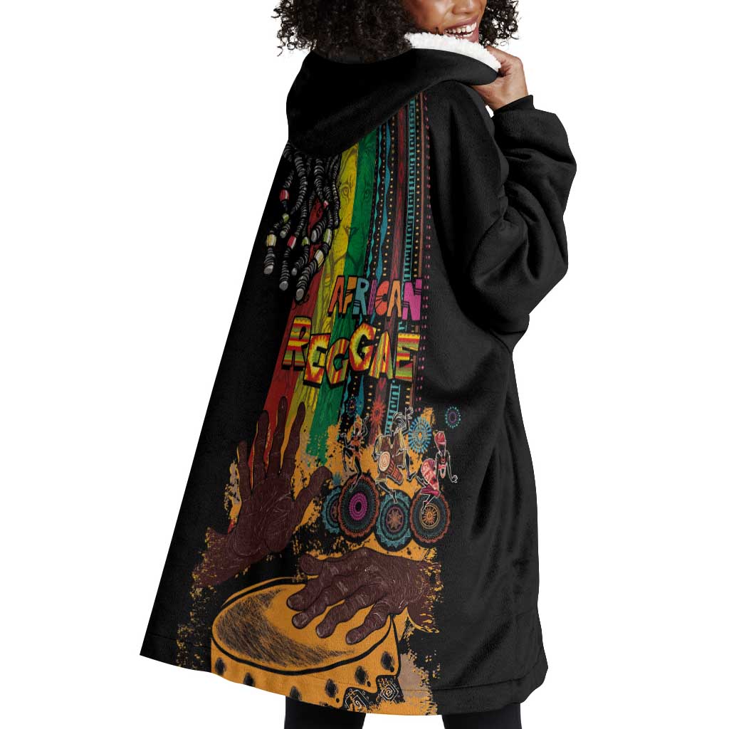 Afro-Caribbean Wearable Blanket Hoodie African and Reggae Art Music - African Pride