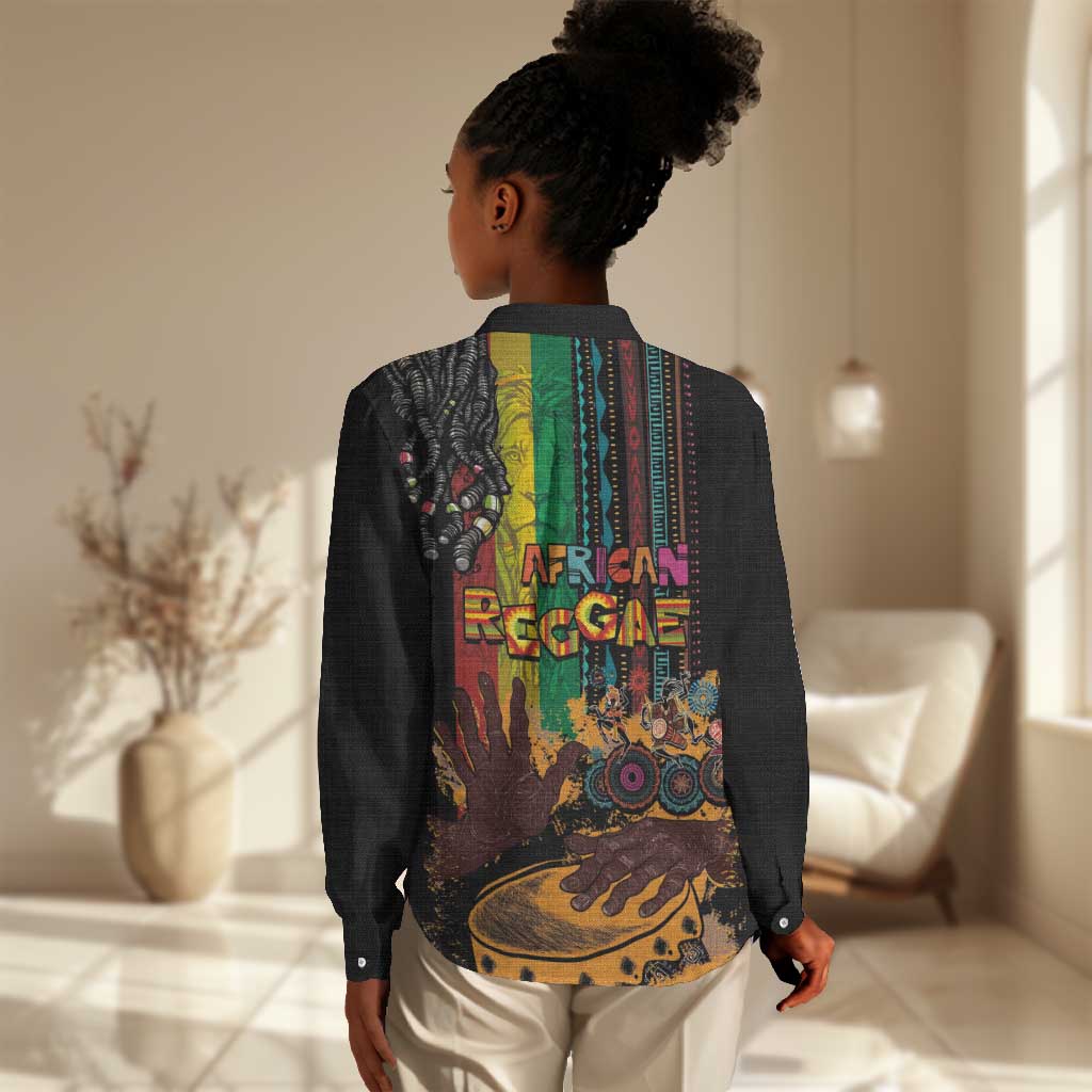 Afro-Caribbean Women Casual Shirt African and Reggae Art Music - African Pride