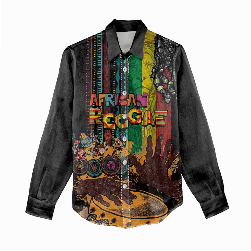 Afro-Caribbean Women Casual Shirt African and Reggae Art Music - African Pride