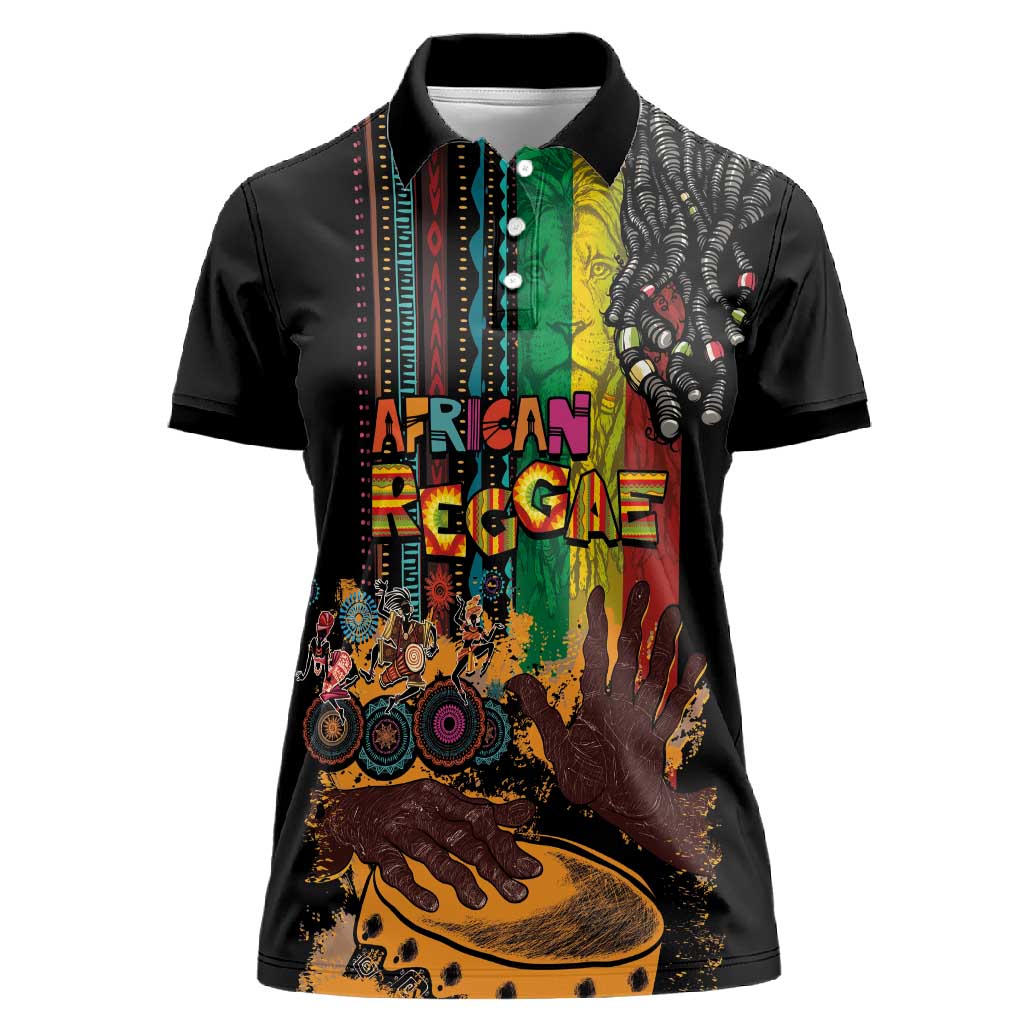 Afro-Caribbean Women Polo Shirt African and Reggae Art Music - African Pride