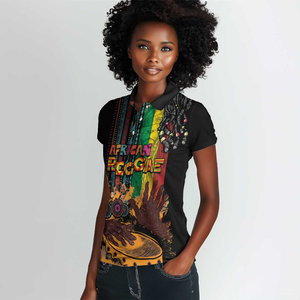 Afro-Caribbean Women Polo Shirt African and Reggae Art Music - African Pride