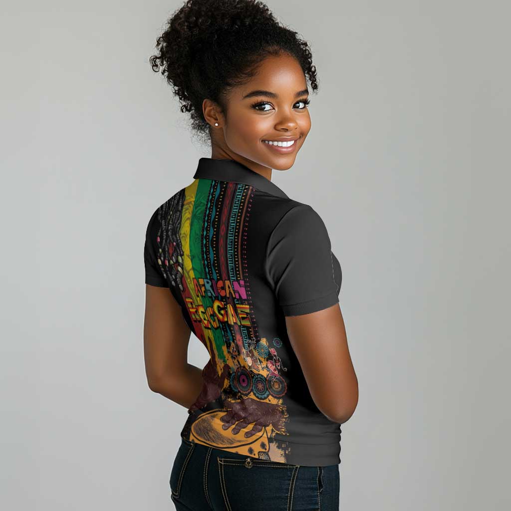 Afro-Caribbean Women Polo Shirt African and Reggae Art Music - African Pride